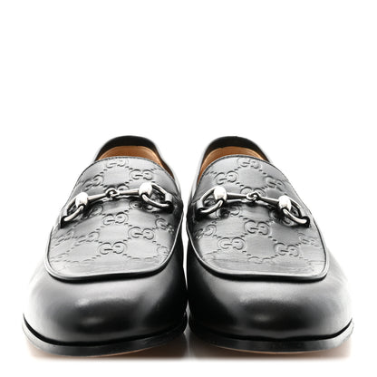 Gucci Real Betis Glamour GG Embossed Calfskin Mens Jordy Horsebit Loafers 9 Black 3 of 10