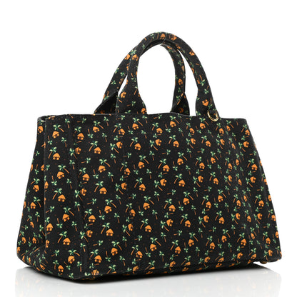 Prada Canapa Palm Tree Print Logo Tote Black 3 of 12