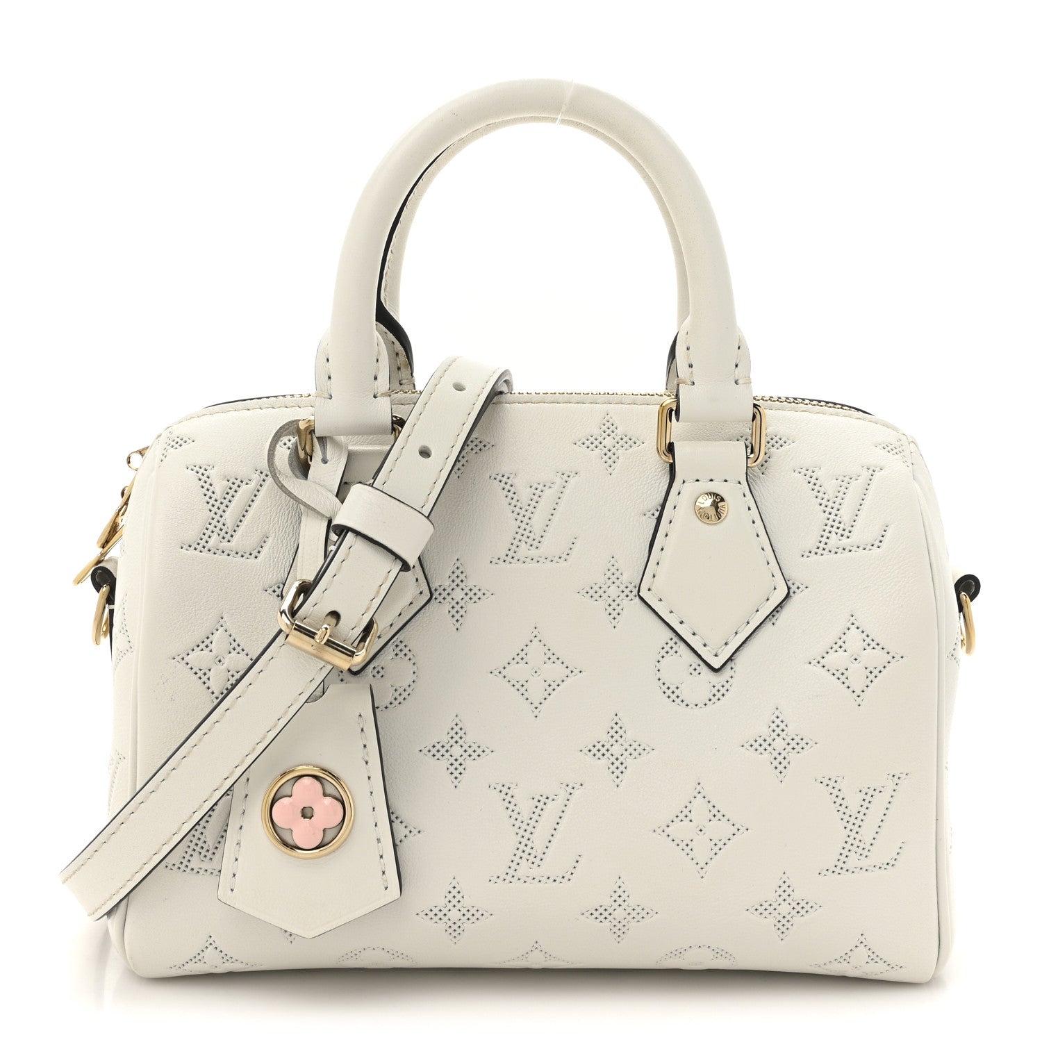 Louis Vuitton Monogram Embossed Calfskin Speedy Bandouliere 20 White Blanc 1 of 9