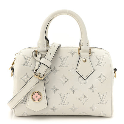 Louis Vuitton Monogram Embossed Calfskin Speedy Bandouliere 20 White Blanc 1 of 9