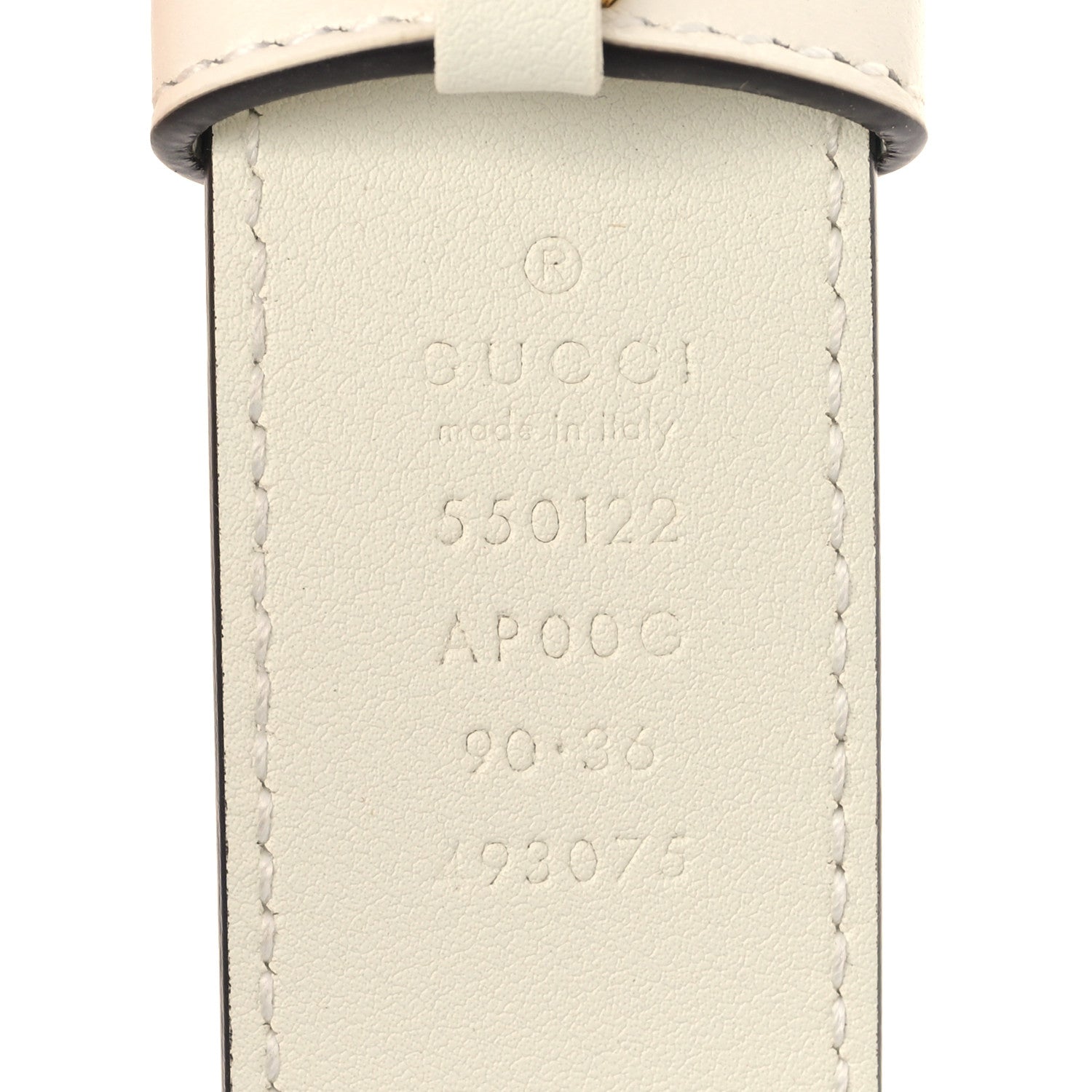 Gucci Calfskin Trapuntata Zumi 30mm Belt 90 36 White 3 of 4