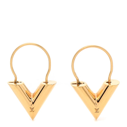 Louis Vuitton Brass Essential V Hoop Earrings Gold 1 of 4