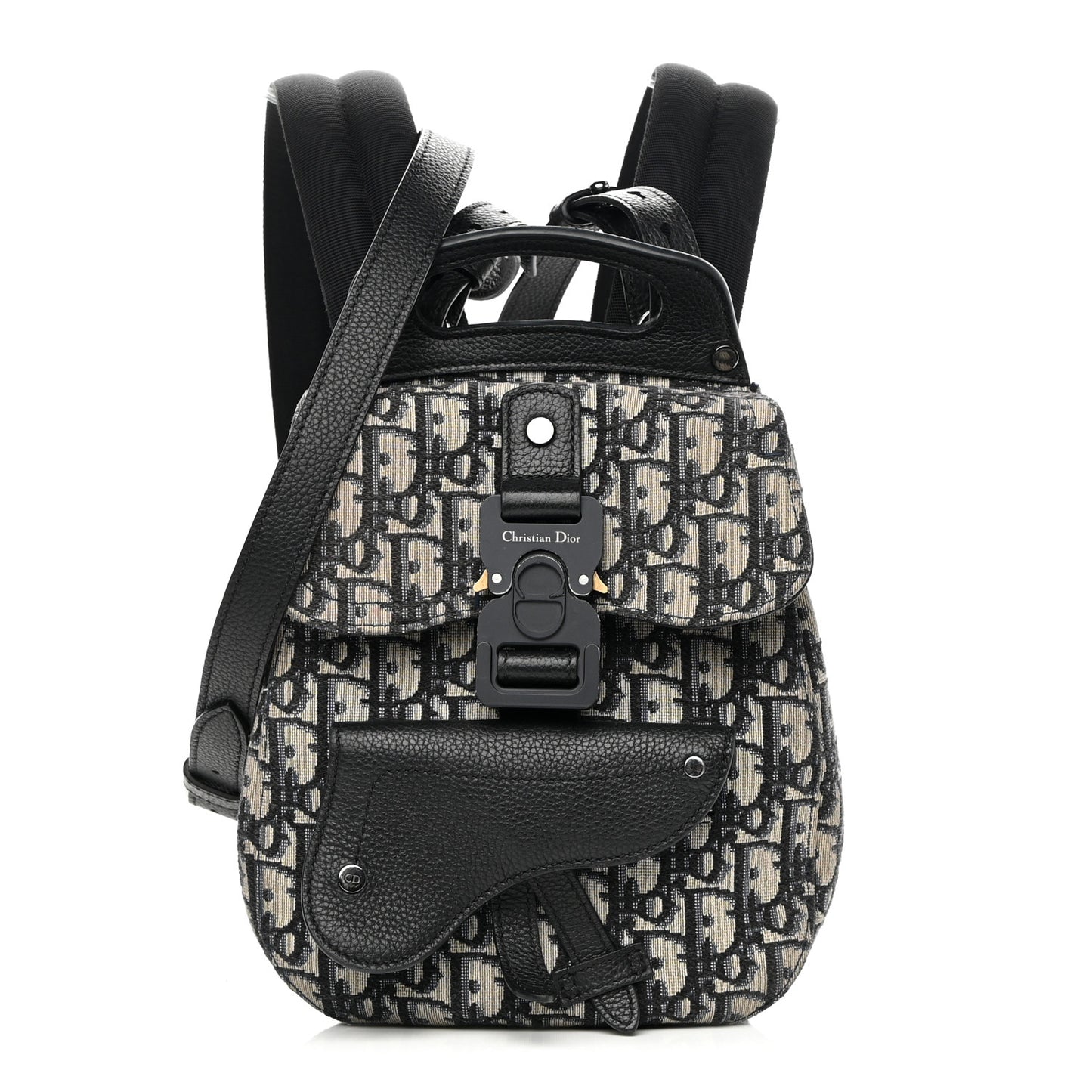 HOMME Oblique Calfskin Mens Mini Saddle Backpack Navy Blue