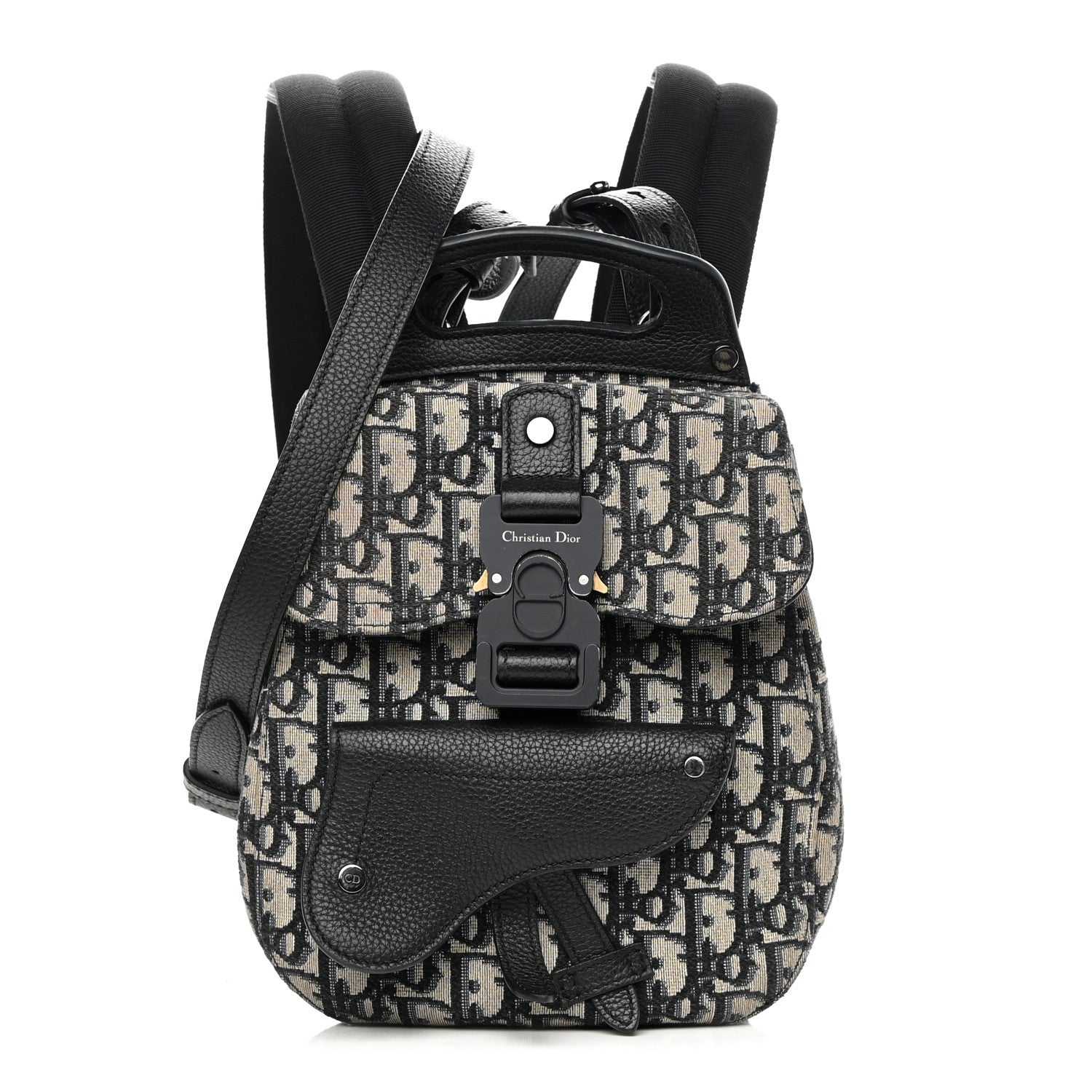 Christian Dior HOMME Oblique Calfskin Mens Mini Saddle Backpack Navy Blue 1 of 14