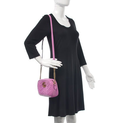 Gucci Calfskin Matelasse Small GG Marmont Chain Shoulder Bag Candy Mousse 2 of 14