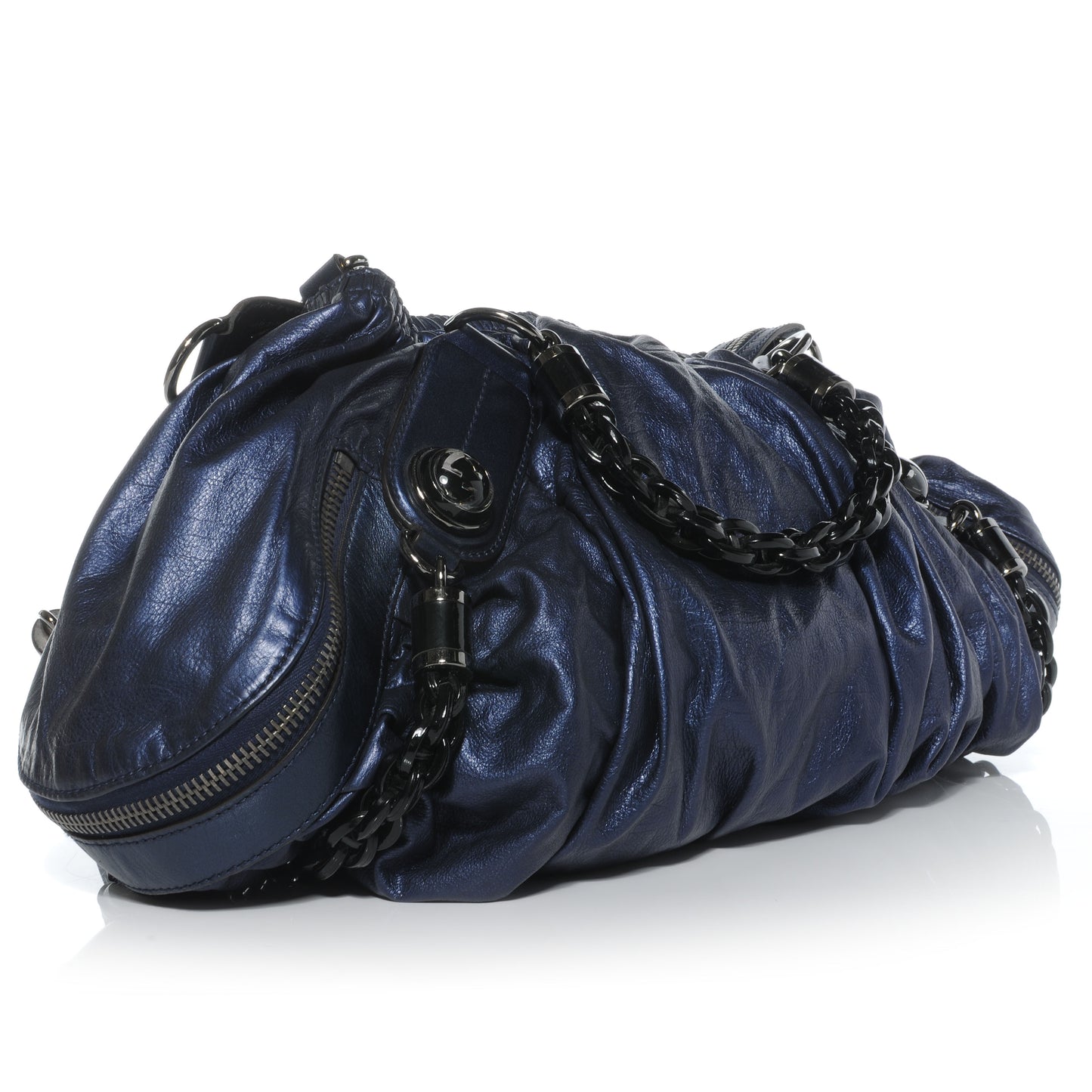 Leather Medium Galaxy Satchel Metallic Blue
