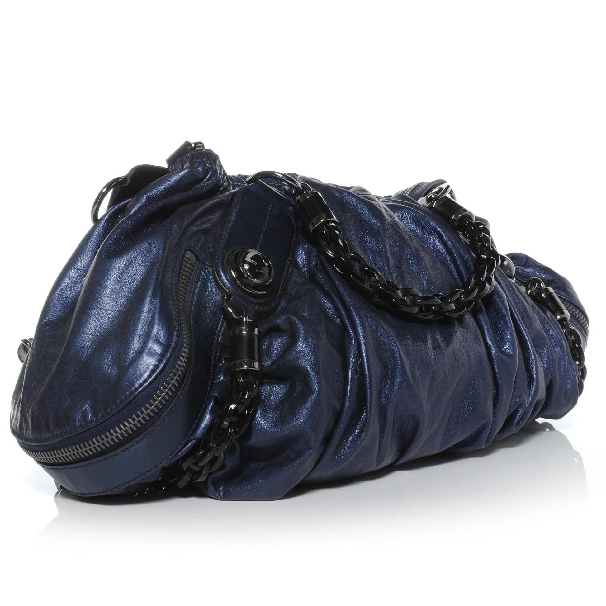 Gucci Leather Medium Galaxy Satchel Metallic Blue 3 of 7