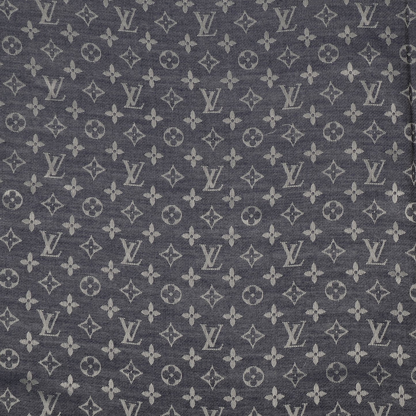 Silk Wool Monogram Denim Shawl Blue
