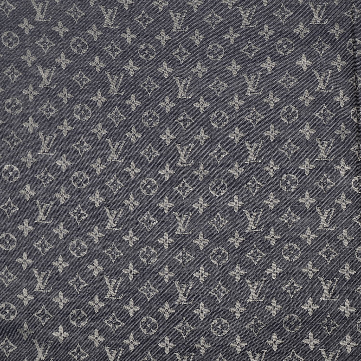 Louis Vuitton Silk Wool Monogram Denim Shawl Blue 1 of 35