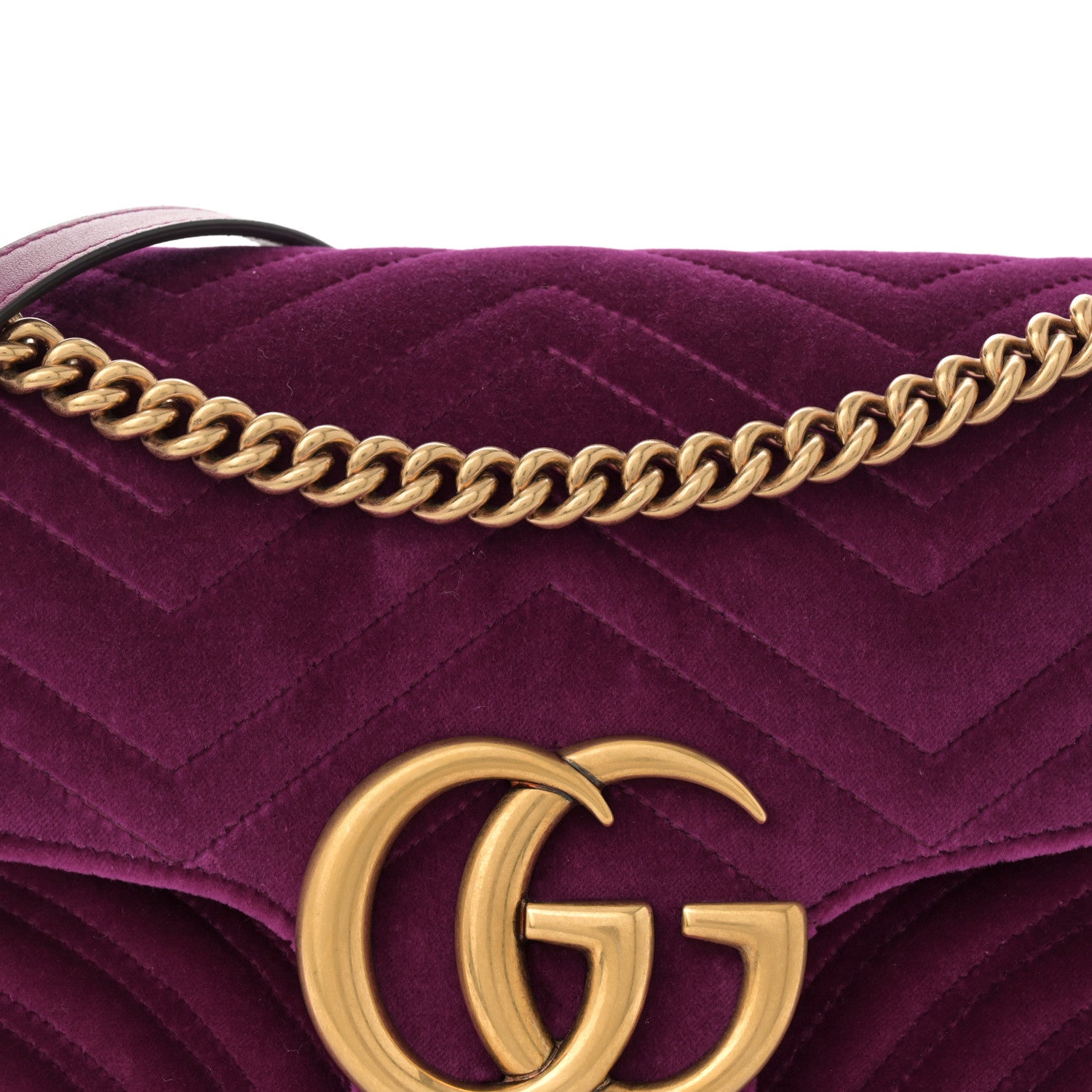Gucci Velvet Matelasse Medium GG Marmont Shoulder Bag Fuchsia Violet Cyclamen 8 of 10