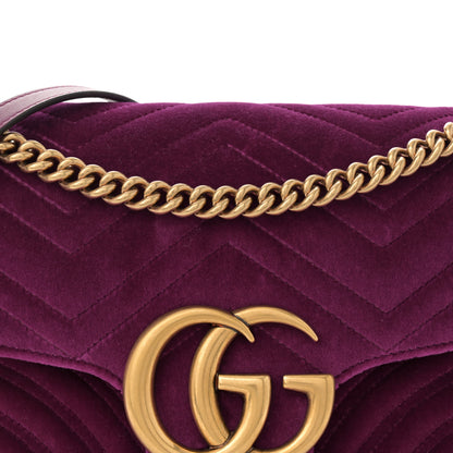 Gucci Velvet Matelasse Medium GG Marmont Shoulder Bag Fuchsia Violet Cyclamen 8 of 10