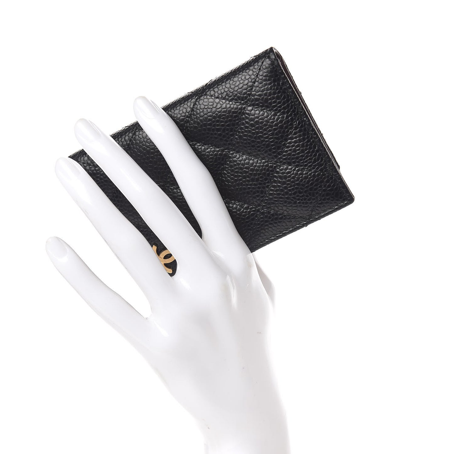 Caviar Quilted Card Holder Wallet Black