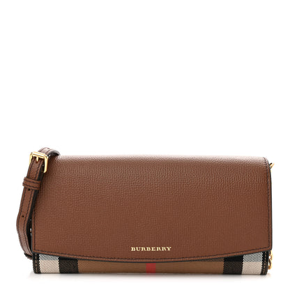 Burberry Derby Calfskin House Check Henley Wallet On Chain Tan 1 of 10