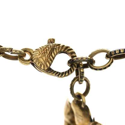 Gucci Metal Crystal Bead Flower Long Necklace Gold 6 of 7