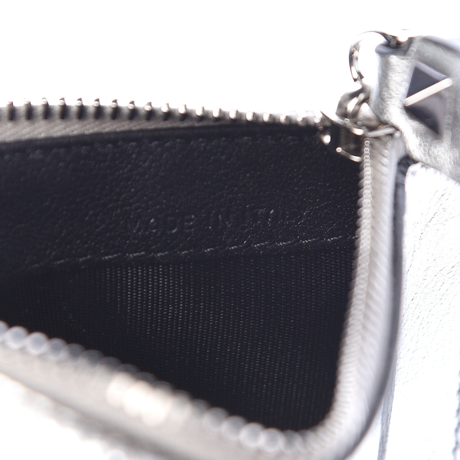 Valentino Garavani Metallic Calfskin Go Logo Coin Case Card Holder Silver 6 of 8