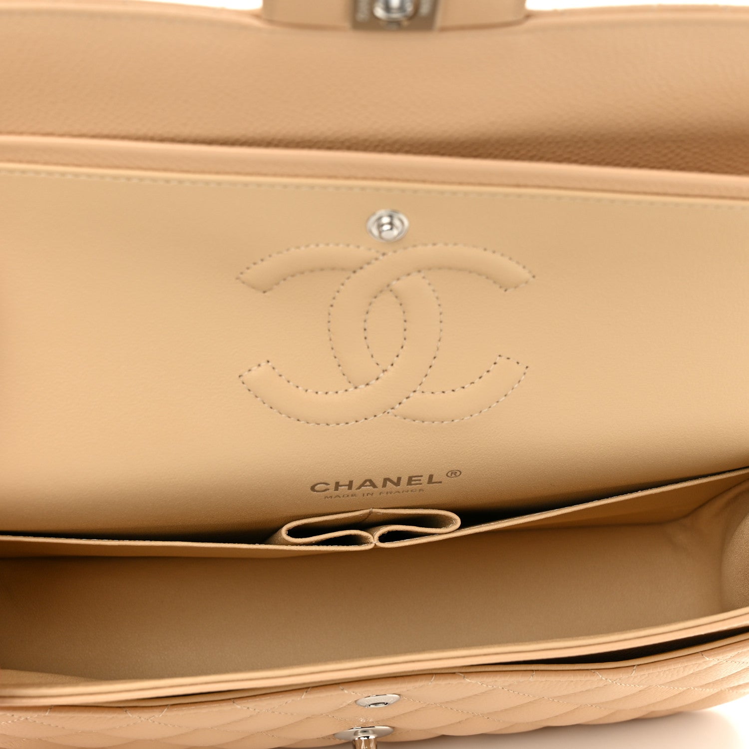 Chanel Caviar Quilted Medium Double Flap Beige 4 of 10