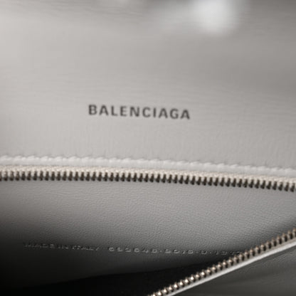 Balenciaga Shiny Calfskin Crocodile Embossed Small Hourglass Top Handle Bag White 7 of 10