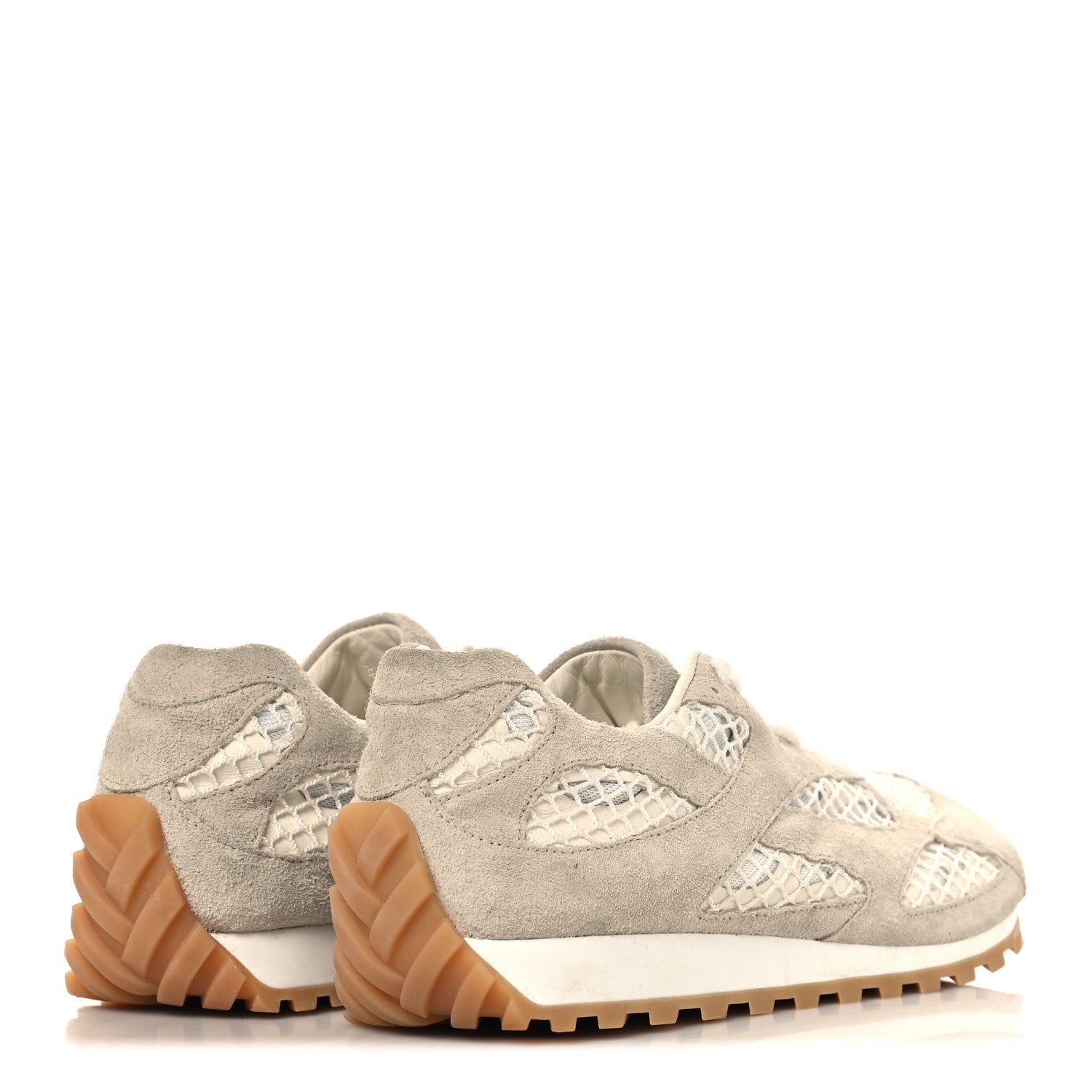 Bottega Veneta Calfskin Fishnet Fabric Orbit Sneakers 38 Sea Salt 5 of 7