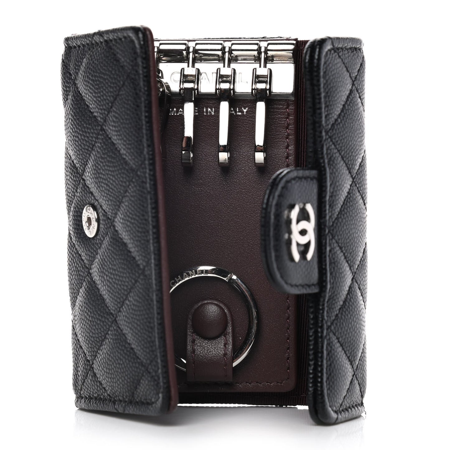 Caviar Quilted Classic 4 Key Holder Wallet Black
