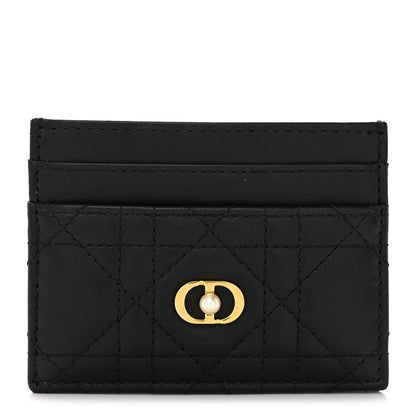 Christian Dior Lambskin Pearl Cannage Dior Jolie Freesia Card Holder Black 1 of 9