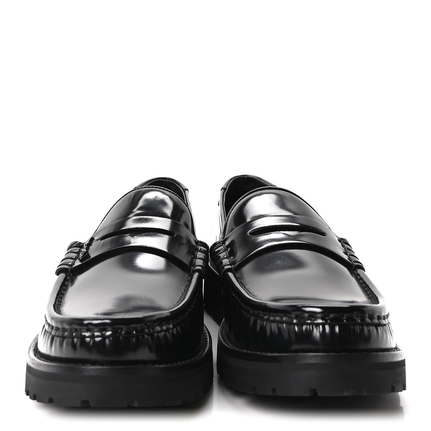 Saint Laurent Glazed Calfskin Mens Master Le Loafer 15 Moccassins 43 Black 3 of 10