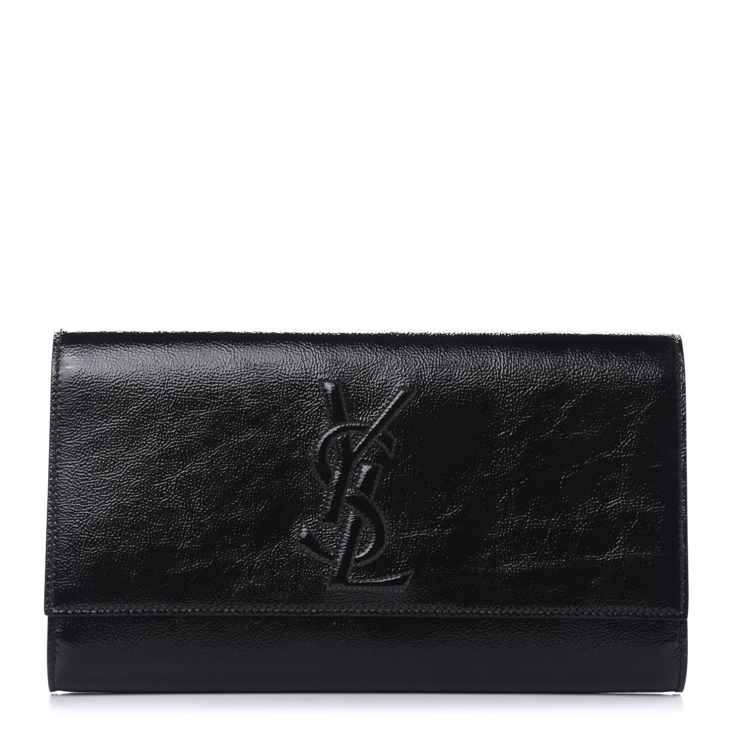 Textured Patent Monogram Large Belle De Jour Clutch Black