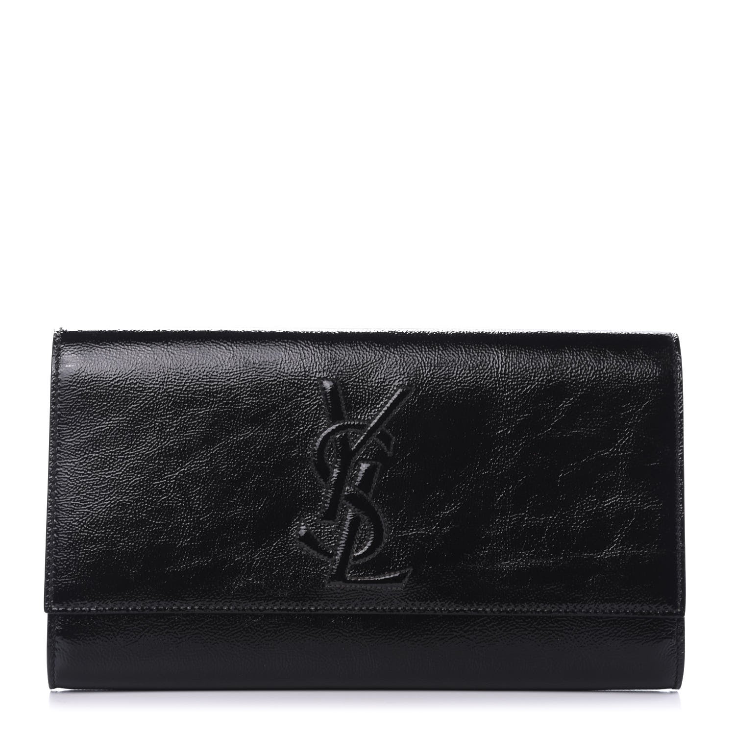 Saint Laurent Textured Patent Monogram Large Belle De Jour Clutch Black 1 of 9