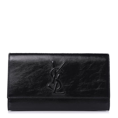 Saint Laurent Textured Patent Monogram Large Belle De Jour Clutch Black 1 of 9