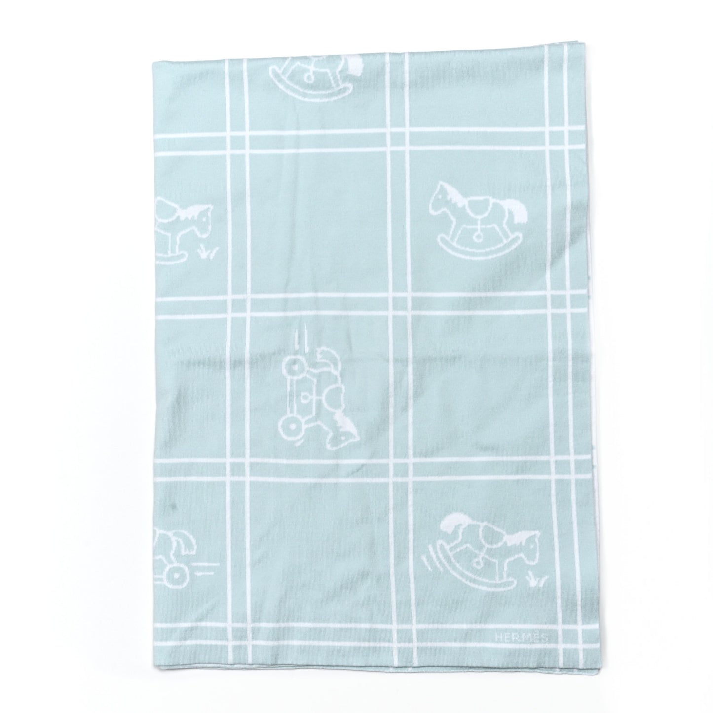 Cotton Knit Adada Baby Blanket Bleu Glacier
