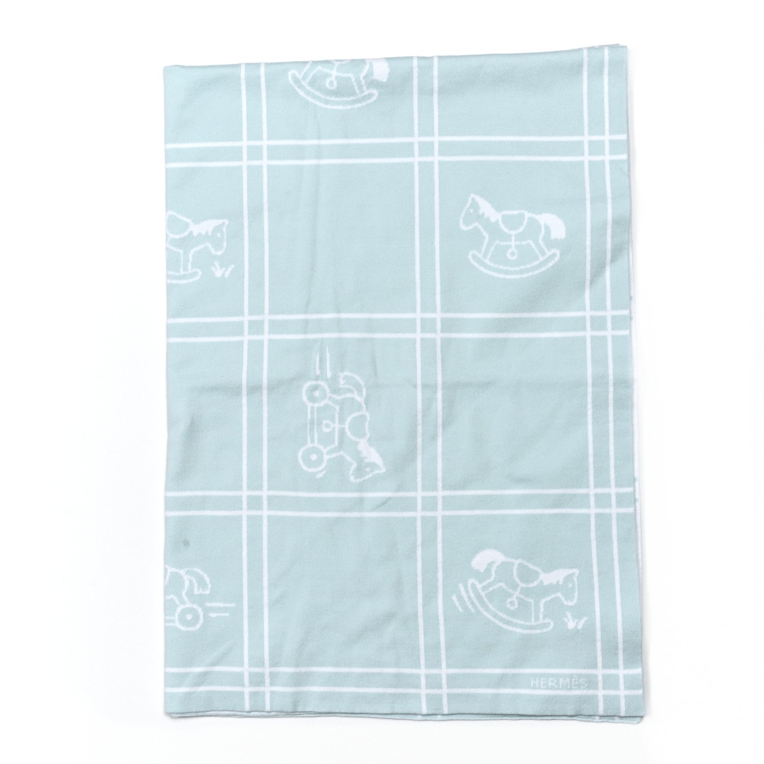 Hermes Cotton Knit Adada Baby Blanket Bleu Glacier 1 of 4