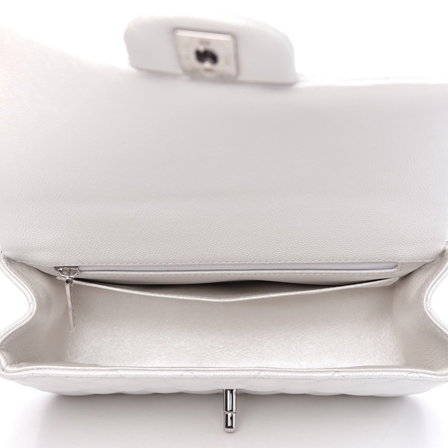 Chanel Iridescent Caviar Quilted Mini Top Handle Rectangular Flap White 5 of 10