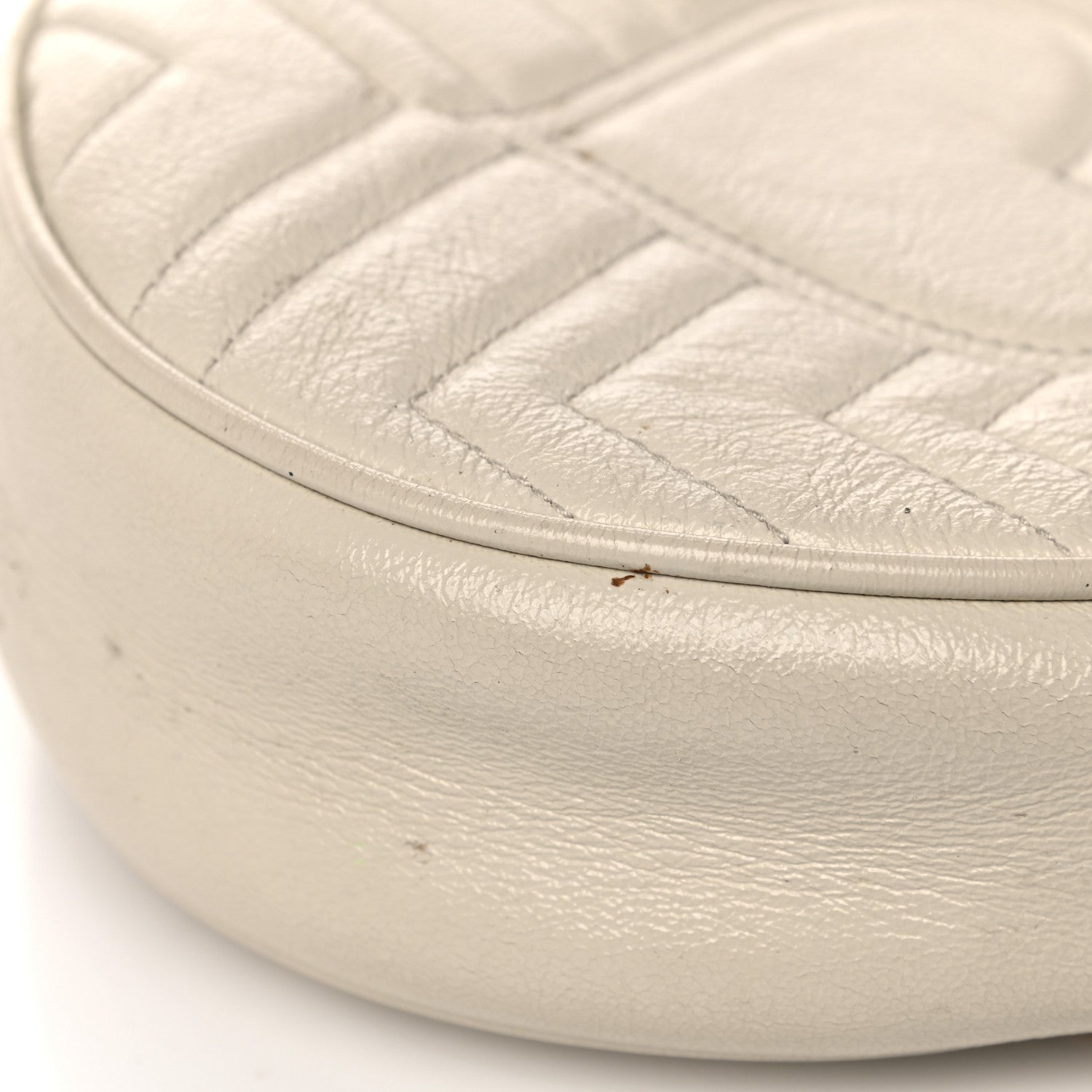 Gucci Calfskin Matelasse Mini GG Marmont Round Shoulder Bag White 18 of 21