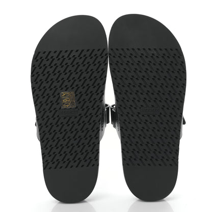 Hermes Calfskin Womens Chypre Sandals 39.5 Black 5 of 9
