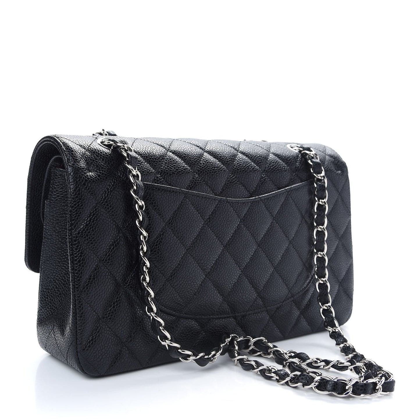 Caviar Quilted Medium Double Flap Black