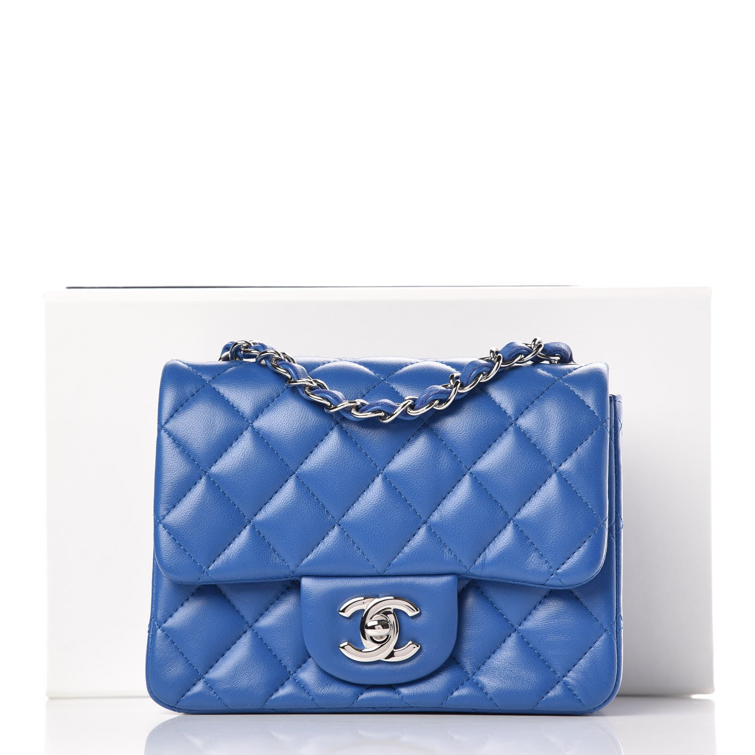 Chanel Lambskin Quilted Mini Square Flap Blue 10 of 10