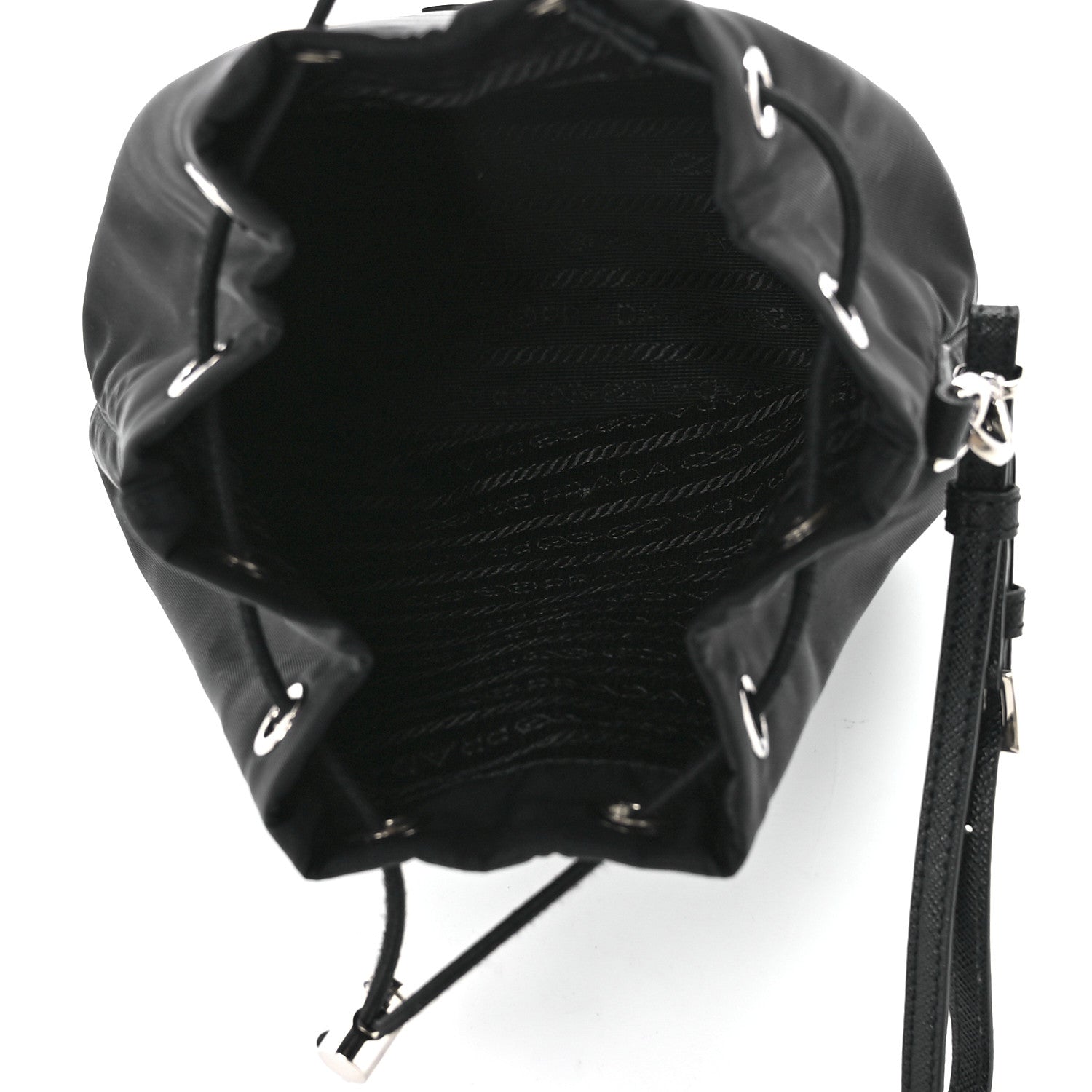 Prada Re-Nylon Saffiano Bucket Wristlet Black 4 of 13