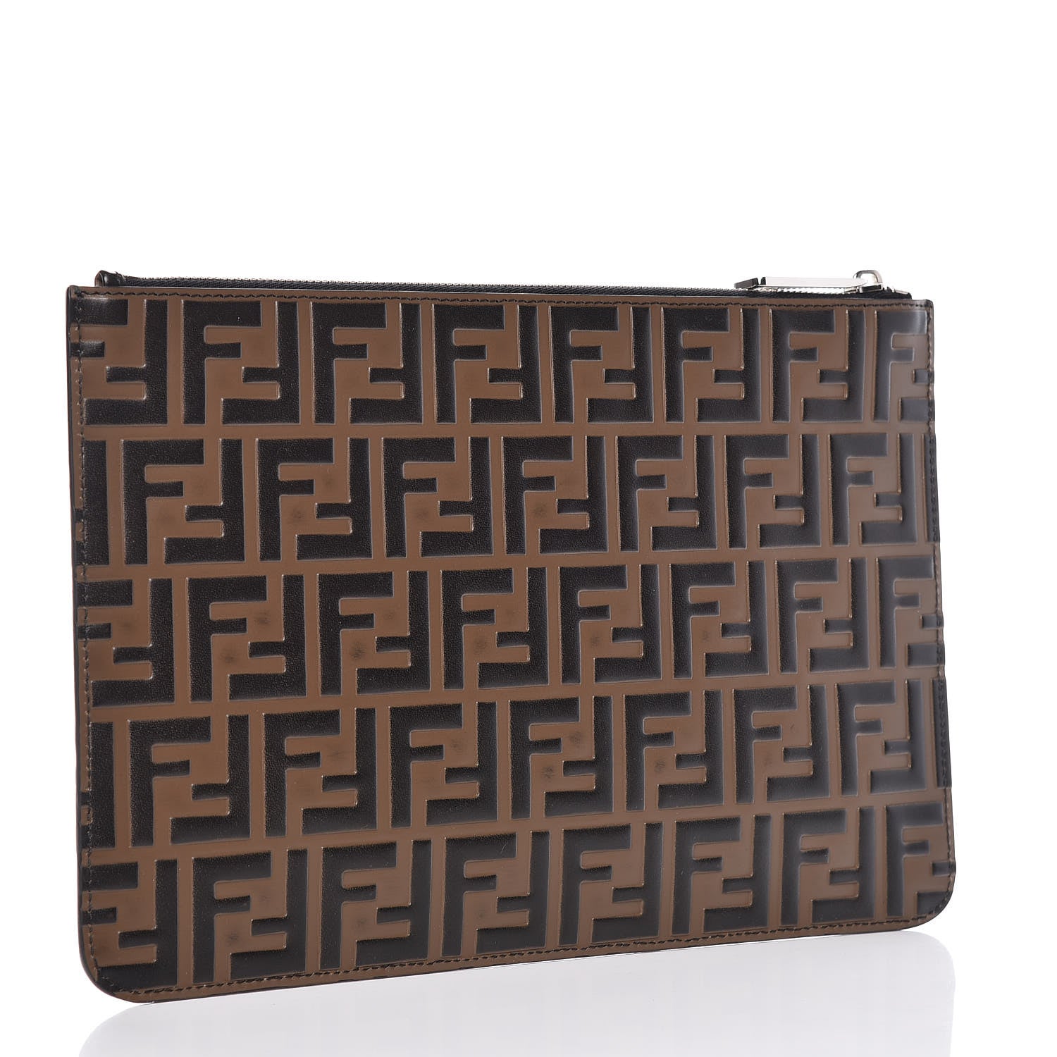 Fendi Vitello FF 1974 Embossed Pouch Maya Black 3 of 10