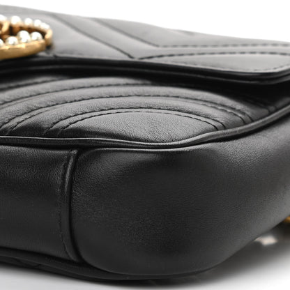 Gucci Calfskin Matelasse Pearly GG Marmont Chain Belt Bag Black 11 of 12