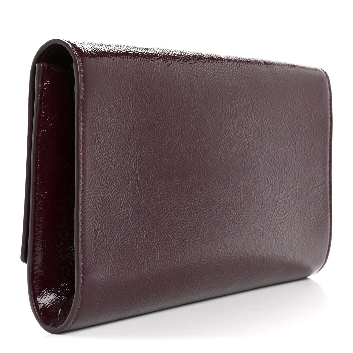 Saint Laurent Textured Patent Calfskin Large Belle De Jour Clutch Berry 3 of 11