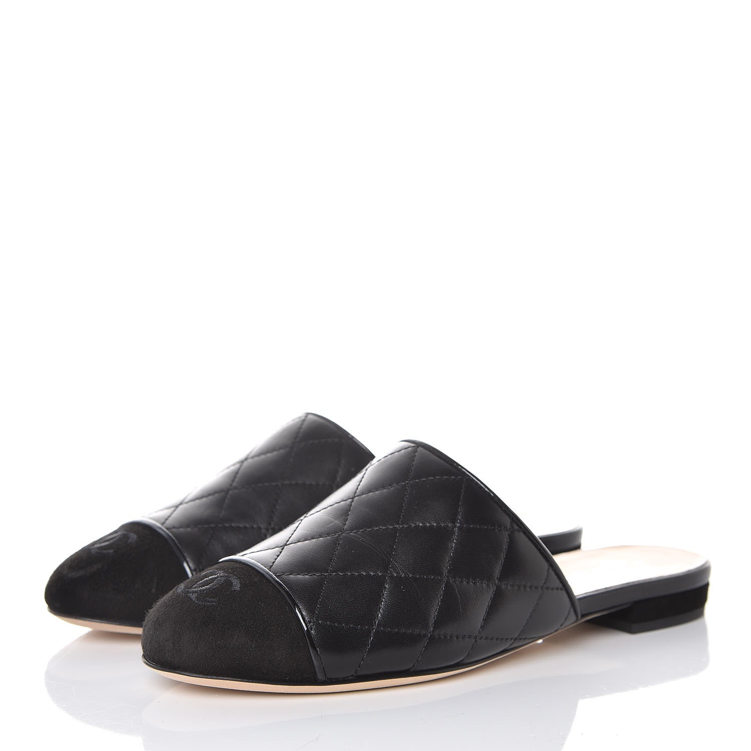 Chanel Lambskin Suede Quilted Mules 35 Black 3 of 10