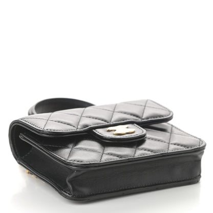 Chanel Lambskin Quilted Top Handle Flap Coin Purse With Chain Black 4 of 10