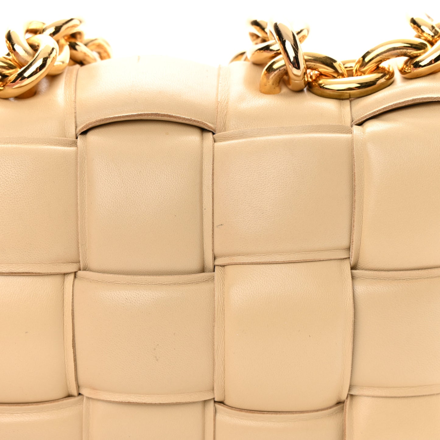 Lambskin Maxi Intreccio Padded Chain Cassette Crossbody Bag Porridge