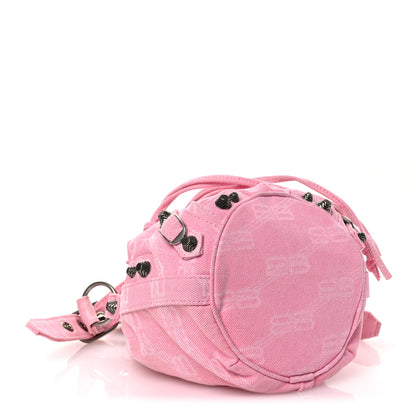 Balenciaga Washed Denim BB Monogram Le Cagole Bucket Bag XS Sweet Pink 5 of 11