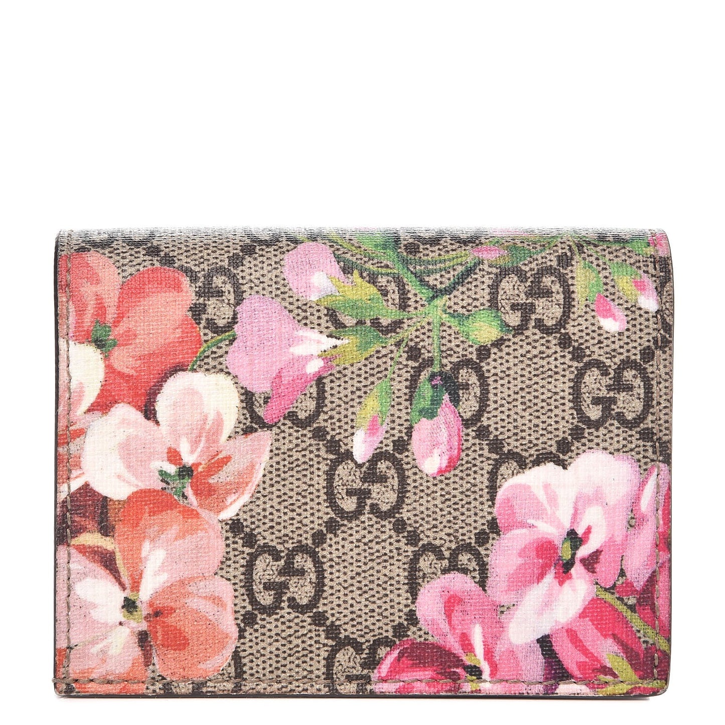 GG Supreme Monogram Blooms Card Case Beige Multicolor Dry Rose