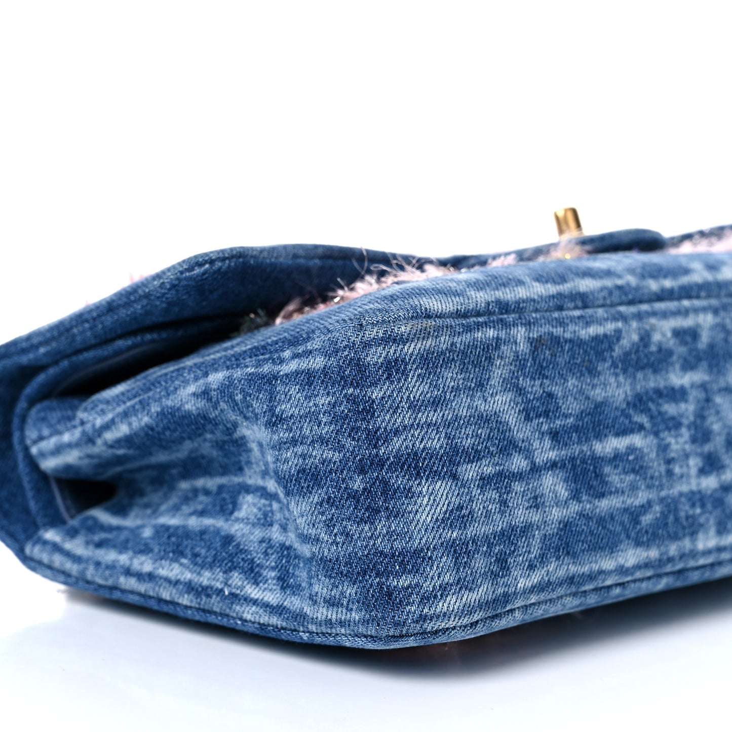 Denim Tweed Quilted Medium Double Flap Blue