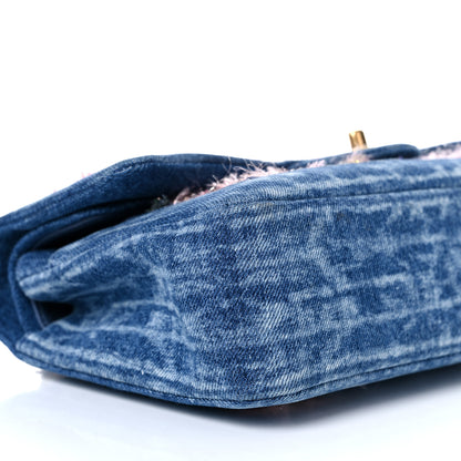 Chanel Denim Tweed Quilted Medium Double Flap Blue 8 of 9