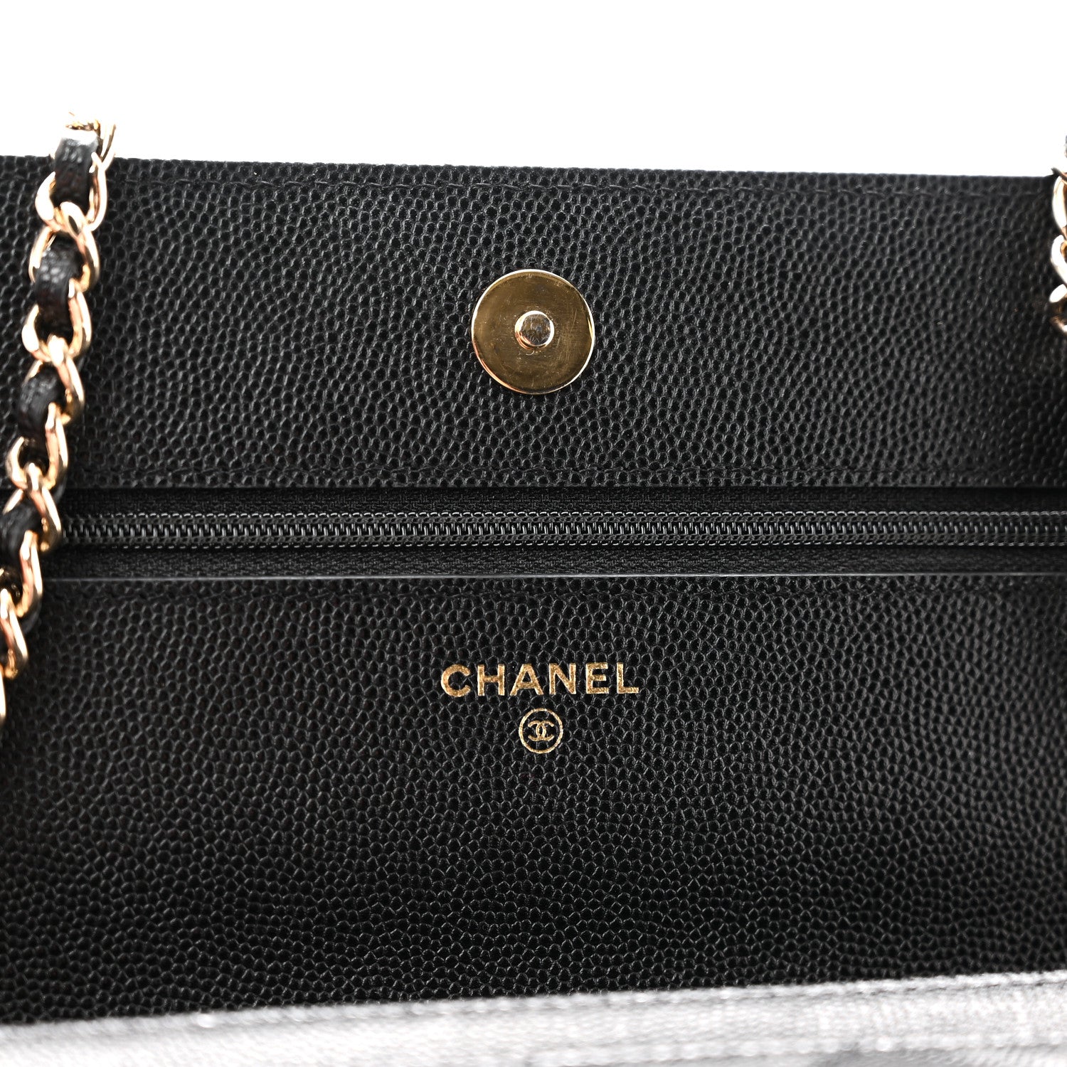 Chanel Caviar Quilted Wallet With Charms On Chain WOC Black 6 of 11