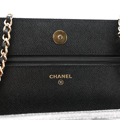 Chanel Caviar Quilted Wallet With Charms On Chain WOC Black 6 of 11