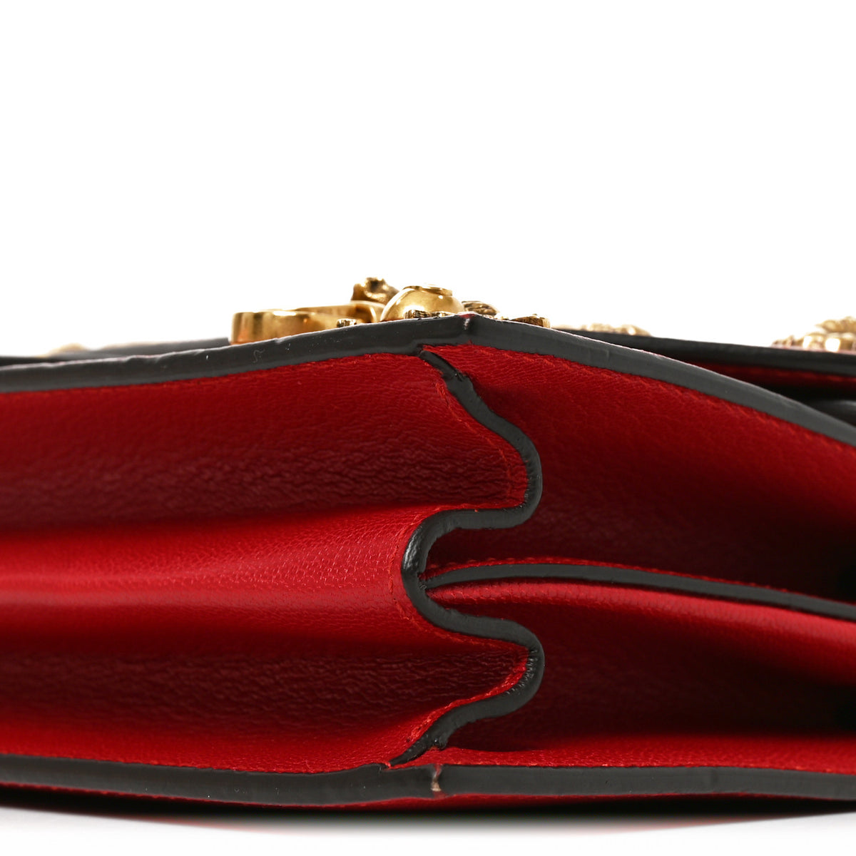 Gucci Calfskin Snakeskin Studded Small Ottilia Top Handle Bag Hibiscus Red 10 of 10
