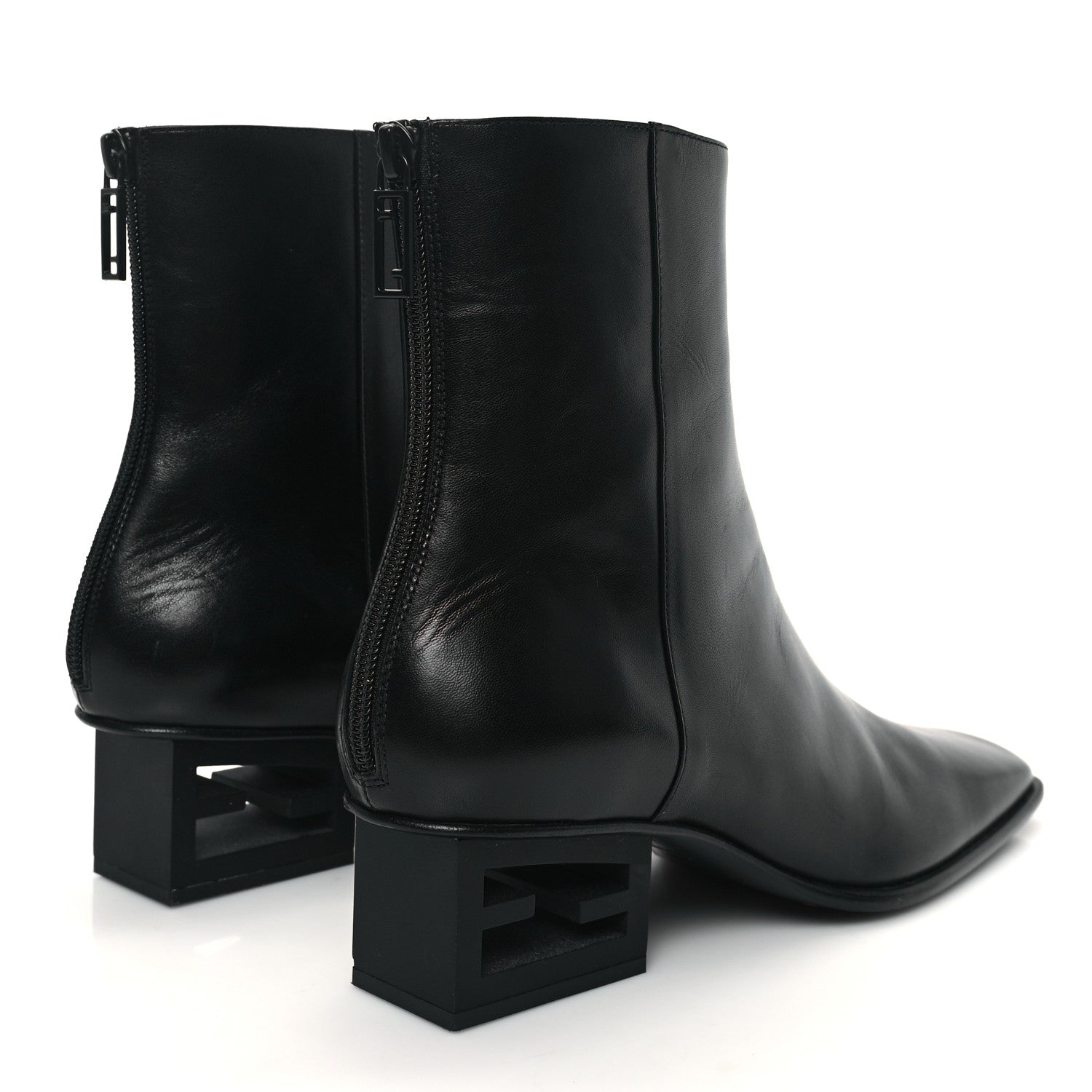 Fendi Vitello Nappa FF Cutout Baguette 45mm Ankle Boots 40 Black 4 of 8